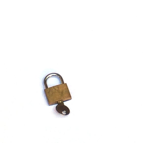 Vintage 1" wide small gold brass metal padlock with key for storage or travel - Picture 6 of 9